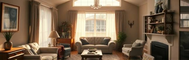 sensitive suicide restoration effort, compassionate, rebuilding work underway, photorealistic, suburban house interior with furniture, highly detailed, dust particles floating in sunlight, high fidelity, warm browns and creams, soft afternoon light, shot with a tilt-shift lens.